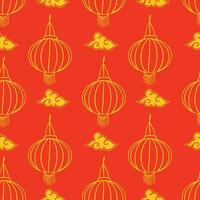 Cinese lanterne, senza soluzione di continuità orientale modello, vettore. Cinese nuovo anno, sfondo. design elemento per tradizionale saluto carte, copertine, grande striscioni, involucro carta, tessili, sfondo. vettore