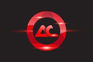 AC rosso logo design. vettore logo design per attività commerciale.