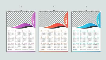 parete calendario 2024 design modello, settimana di partenza a partire dal lunedì. pulire, elegante modello programma pianificatore, astratto pendenza colore lusso concetto, Perfetto uso nel casa scuola Università e ufficio vettore