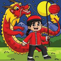 anno di il Drago Cinese ragazzo colorato cartone animato vettore
