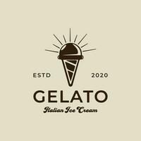 ghiaccio crema logo vettore Vintage ▾ illustrazione modello icona grafico design. cibo congelato gelato cartello o simbolo per negozio attività commerciale con retrò stile concetto