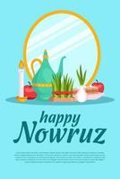 piatto Nowruz celebrazione verticale bandiera illustrazione vettore