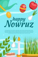 Nowruz celebrazione verticale bandiera illustrazione nel piatto design vettore