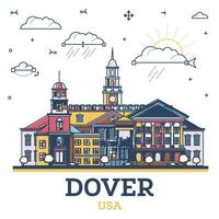 schema dover Delaware città orizzonte con colorato moderno e storico edifici isolato su bianca. dover Stati Uniti d'America paesaggio urbano con punti di riferimento. vettore