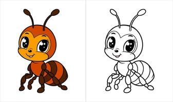 colorazione libro per bambini. carino formica. vettore