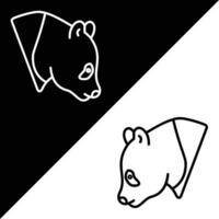 panda vettore icona, diretto stile icona, a partire dal animale testa icone collezione, isolato su nero e bianca sfondo.