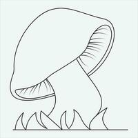 uno linea mano disegnato mashroom schema vettore illustrazione