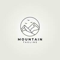 vettore lineare logo montagna, Vintage ▾ illustrazione disegno, avventura il branding stile