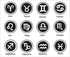 zodiaco segni, zodiaco simboli icona impostato vettore illustrazione zodiaco stella impostato