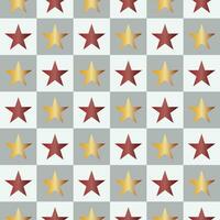 checker modello con rosso e giallo raggiante stella modello senza soluzione di continuità pendenza sfondo vettore Immagine