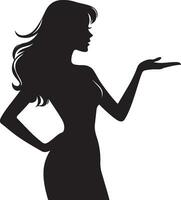 un' femmina presentazione qualcosa vettore silhouette