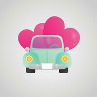 auto con cuore amore rosa rosso coppia per decorazione San Valentino celebrare contento Festival carino design vettore