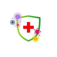 sicurezza scudo per virus protezione. coronavirus, 2019. scudo protezione. assistenza sanitaria concetto. sicurezza logo, sistema vettore icona