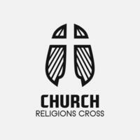 Chiesa attraversare logo. semplice religione vettore design. isolato con morbido sfondo.