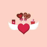 romantico amore elementi. San Valentino giorno carino illustrazioni. decorativo amore elementi per festivo design. San Valentino icona vettore. diverso romantico oggetti vettore