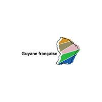 carta geografica città di guyane francese, vettore isolato illustrazione di semplificato amministrativo carta geografica di Francia. frontiere e nomi di il regioni. colorato sagome
