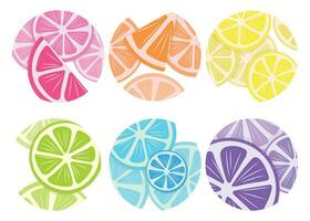 impostato di il giro multicolore Limone piatto icona per design di sociale reti e siti web. semplice vettore clipart