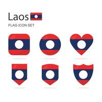 Laos 3d bandiera icone di 6 forme tutti isolato su bianca sfondo. vettore