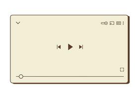 video giocatore modello per ragnatela o mobile app. retrò nostalgico schermo vivere flusso. multimedia telaio disposizione con giocare pulsante, volume, tempo e utenti icone. vettore piatto illustrazione.