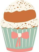 Cupcake colorato cartone animato con glassa zucchero. carino dolce emoji icona dolce collezione vettore