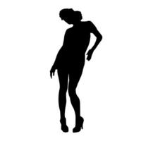 silhouette di un' sottile femmina nel danza posa. silhouette di un' donna ballando. vettore