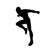 silhouette di un' uomo nel orientale marziale arte posa. silhouette di un' maschio nel marziale arte muoversi. vettore