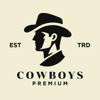 cowboy testa lato viso logo icona design vettore