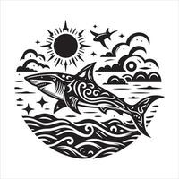 squalo tribale logo icona design illustrazione vettore