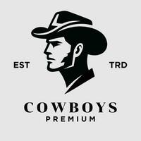 cowboy testa lato viso logo icona design vettore