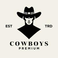 cowboy testa davanti viso logo icona design vettore