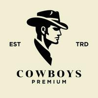 cowboy testa lato viso logo icona design vettore