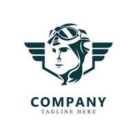 Vintage ▾ aviatore su logo distintivo design vettore illustrazione