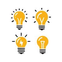 lampadina icona su leggero sfondo. idea simbolo. elettrico lampada, luce, innovazione, soluzione, creativo pensiero, elettricità. schema, piatto e colorato stile. piatto design. vettore