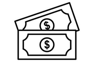 i soldi icona. icona relazionato per attività commerciale, finanziario. linea icona stile. elemento illustrazione vettore