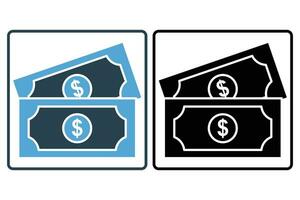 i soldi icona. icona relazionato per attività commerciale, finanziario. solido icona stile. elemento illustrazione vettore