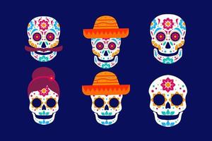 set di teschio dia de muertos vettore disegnato a mano