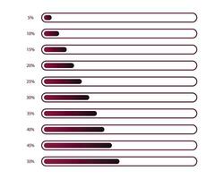 5 per 50 percentuale infografica pieno batteria carica, energia livello, progresso, crescita, energia vettore cartello simboli.