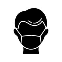 icona del glifo con maschera medica usa e getta vettore