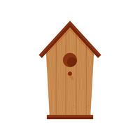 Birdhouse in legno marrone con foro circolare vettore