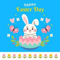 Pasqua saluto carta con coniglietto nel uovo vettore