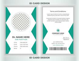 id carta design per medico identità. medico stile id carta design. medico id carta modello per medico o ospedale e assistenza sanitaria verticale id carta design. vettore