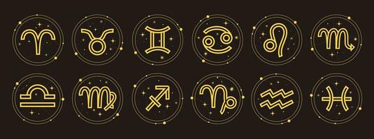 zodiaco segni icone impostare. astrologico oroscopo icone. zodiaco costellazioni. vettore segni