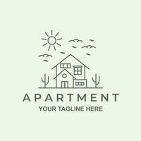 casa appartamento linea arte moderno illustrazione logo design minimalista vettore