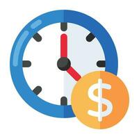dollaro all'interno del cronometro, l'icona del tempo è denaro vettore