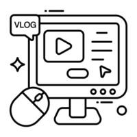 concettuale lineare design icona di video blog vettore