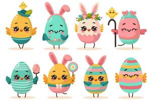collezione di personaggio Pasqua uova vettore