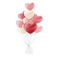 mazzo di rosso e rosa palloncini per San Valentino S su isolato sfondo. a forma di cuore palloncini per nozze, vacanza. vettore