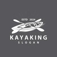 kayak logo canoa pagaia selvaggio avventura fiume design vettore illustrazione Vintage ▾ stile