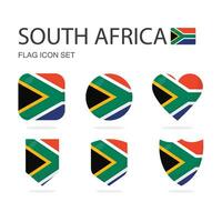 Sud Africa 3d bandiera icone di 6 forme tutti isolato su bianca sfondo. vettore
