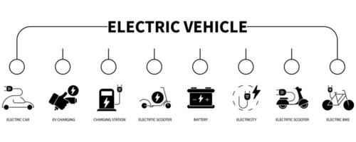 elettrico veicolo bandiera ragnatela icona vettore illustrazione concetto